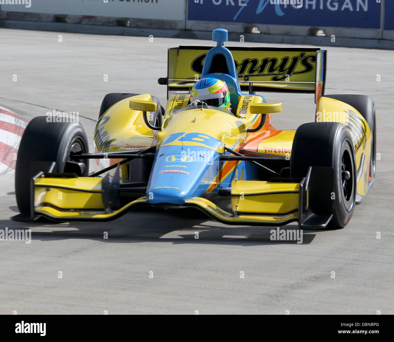 Detroit, Michigan, USA. 1st June 2013. Mike Conway (18) on the course during qualifying at the Raceway at Belle Isle Park on June 01, 2013 in Detroit,MI. Tom Turrill/CSM/Alamy Live News Stock Photo