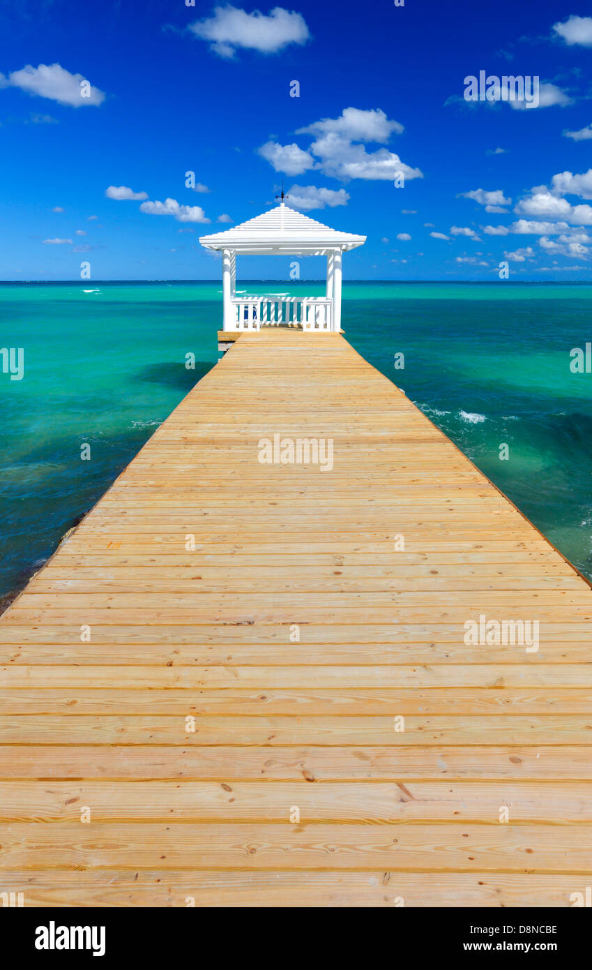 Wooden Pier, Nassau - Caribbean. Stock Photo
