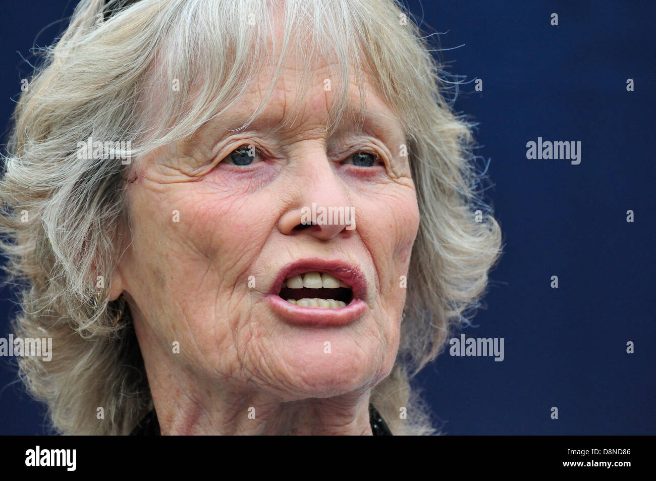Virginia McKenna (actress and founder of the Born Free foundation) speaking against the proposed badger cull - National March Against the Badger Cull, Saturday 1st June 2013, by Tate Britain gallery. Stock Photo