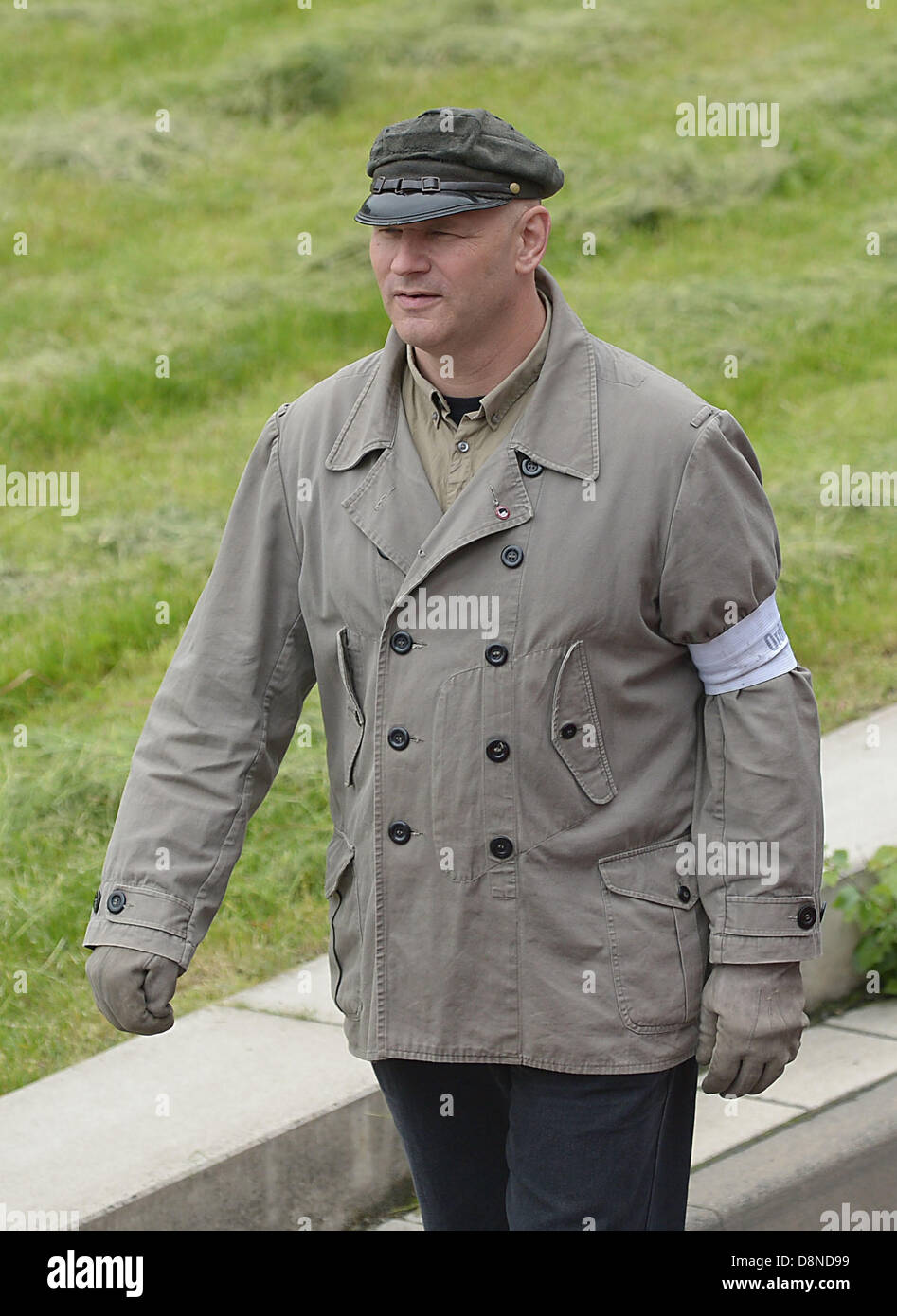 Wolfsburg, Germany. 1st June 2013. Right-wing extremist Thomas 'Steiner' Wulff walks the streets of Wolfsburg in Germany, 01 June 2013. Police expects 500 to 700 participants in the neonazi demonstration today. PHOTO: PETER STEFFEN/dpa/Alamy Live News Stock Photo