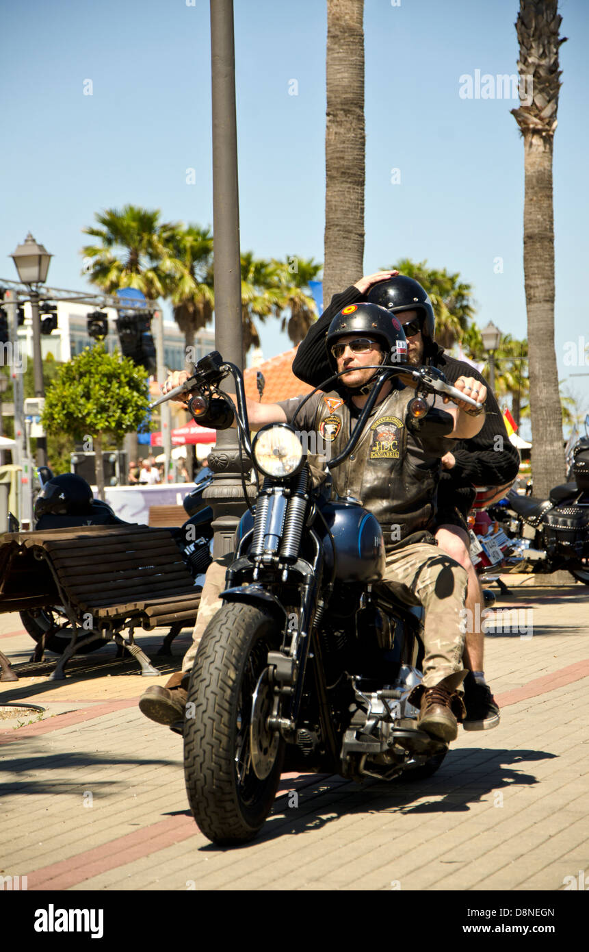 Harley davidson meetup, harley davidson meeting bikers at Fuengirola, Malaga, Spain. Stock Photo