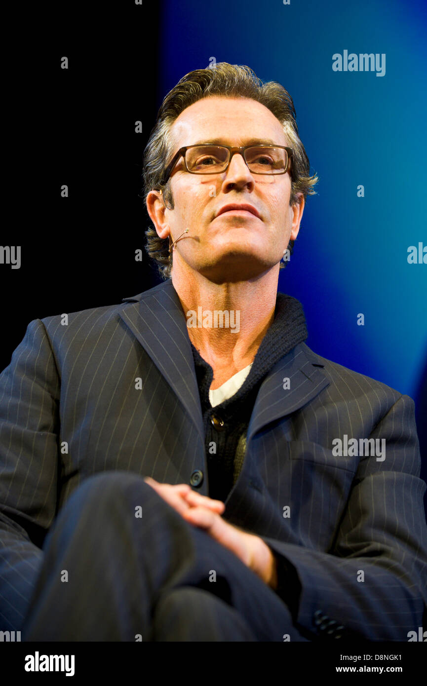Rupert Everett actor talking about his new memoir on stage at Hay Festival 2013 Hay on Wye Powys Wales UK Stock Photo