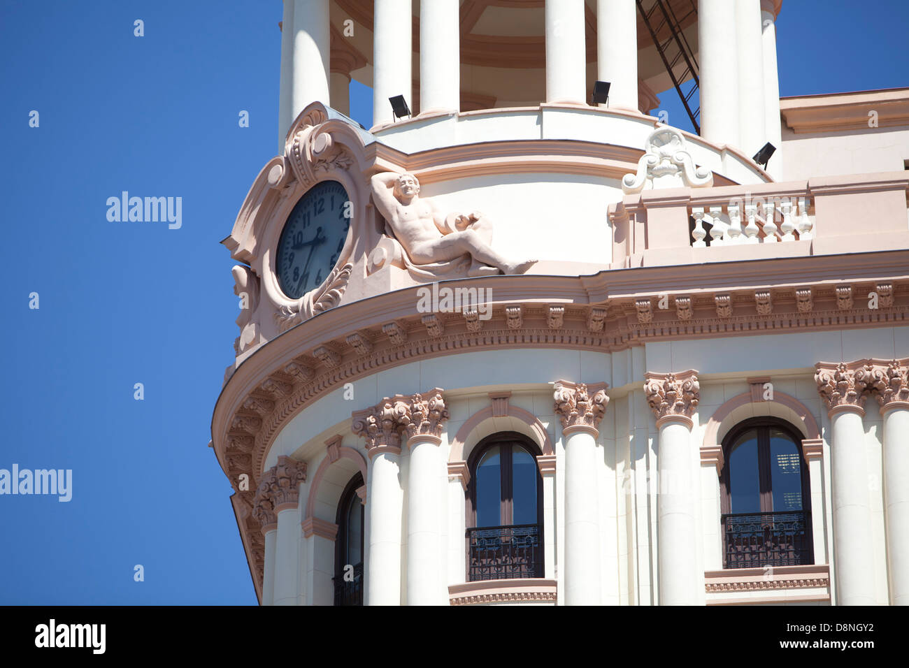 decoration building Madrid street art windows roof Spain Stock Photo