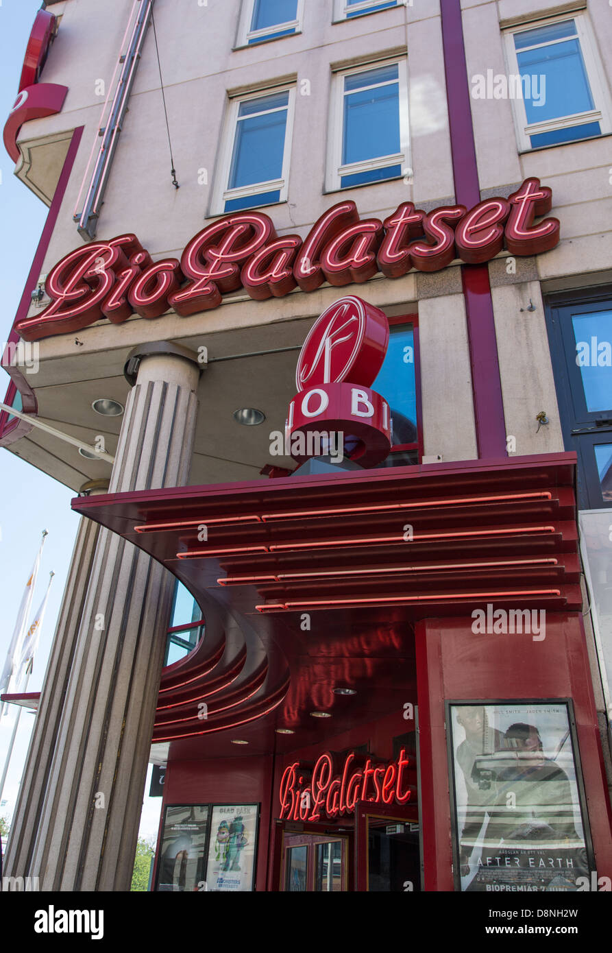 Marque of movie theater Filmstaden in Gothenburg, Sweden Stock Photo