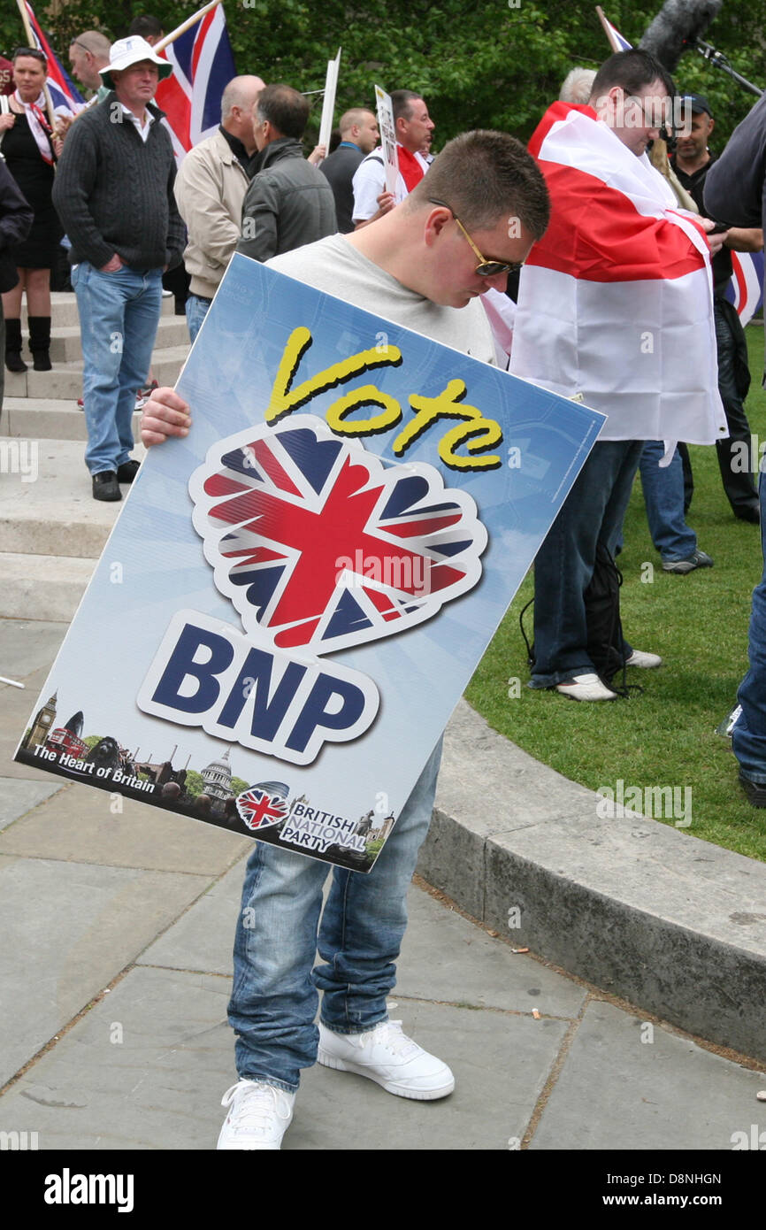 London, UK. 1st June, 2013. Members of BNP waiting to march which was halted by a large group of anti-fascist protesters  Credit:  Mario Mitsis / Alamy Live News Stock Photo
