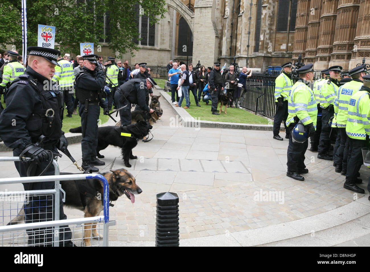 London, UK. 1st June, 2013. BNP march halted by a large group of anti-fascist protesters  Credit:  Mario Mitsis / Alamy Live News Stock Photo