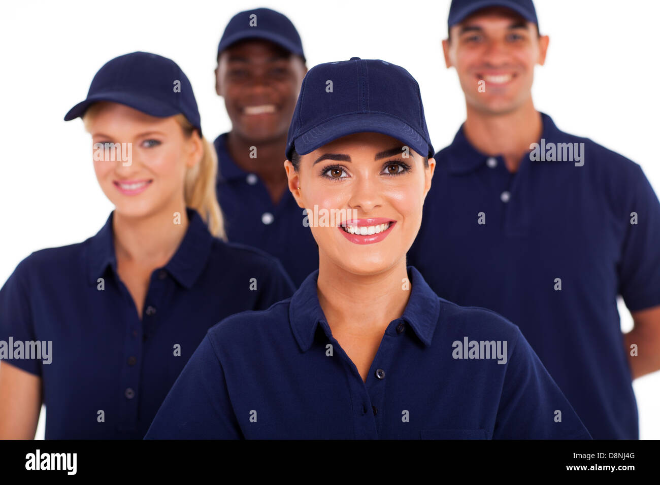 group of service industry staff closeup on white Stock Photo
