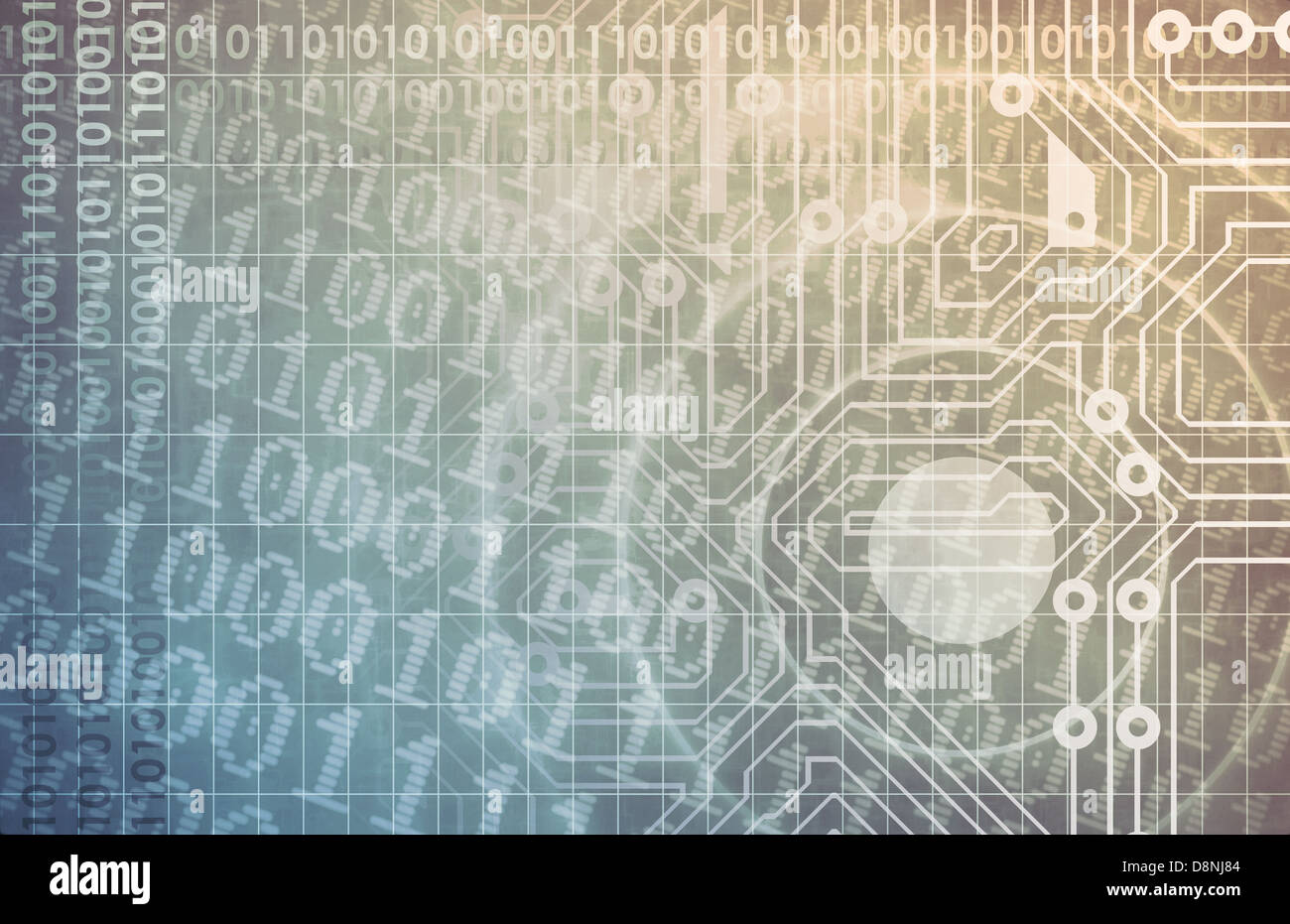 Technology Network with Circuit Board Data Flow Stock Photo - Alamy