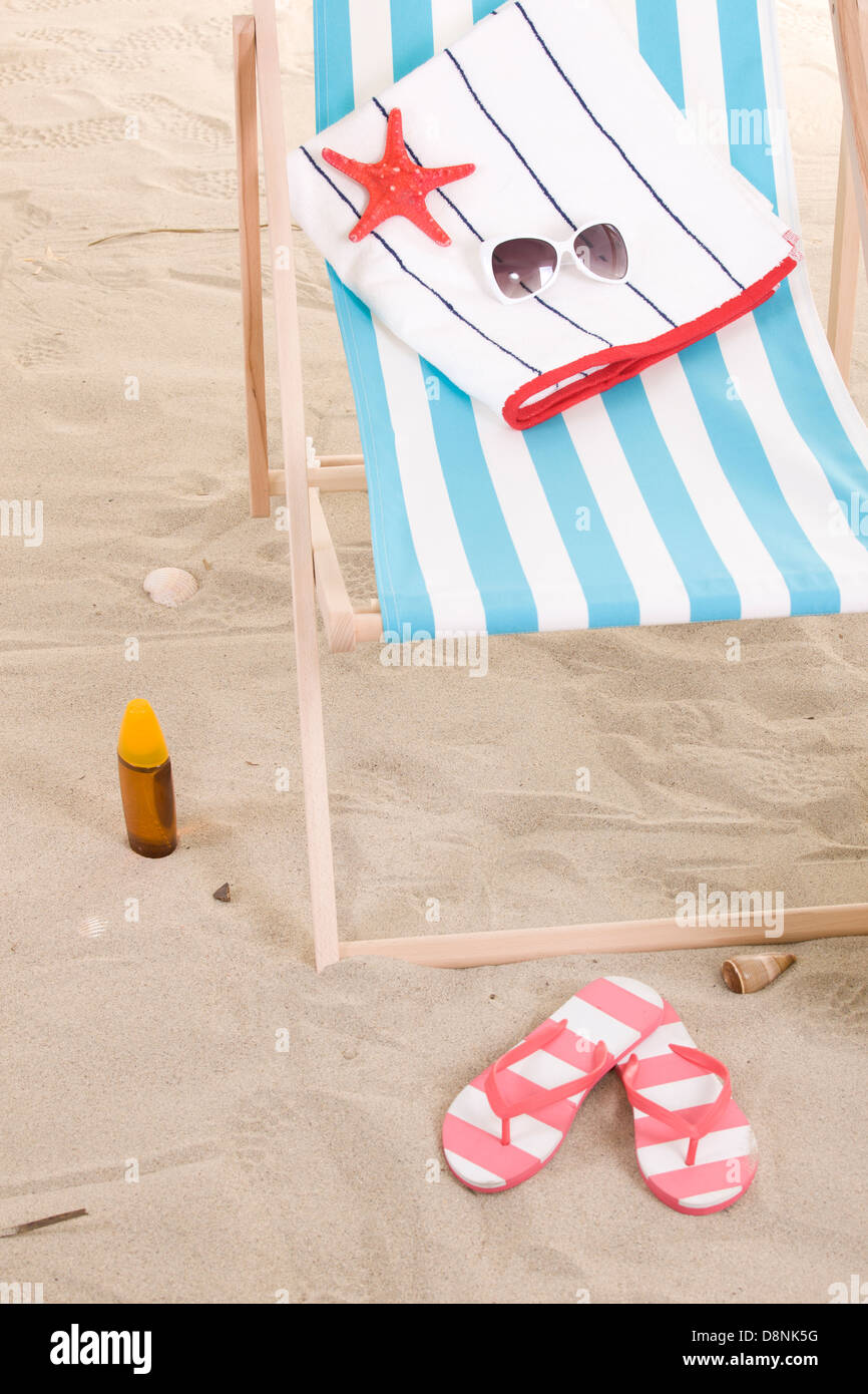 Beach chair in the sand Stock Photo Alamy
