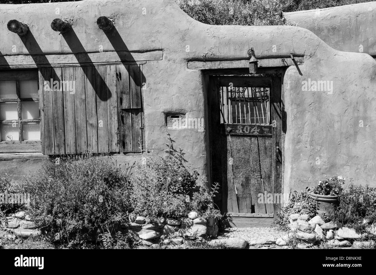 Santa Fe Style Architecture Detail, Canyon Road, New Mexico Stock Photo