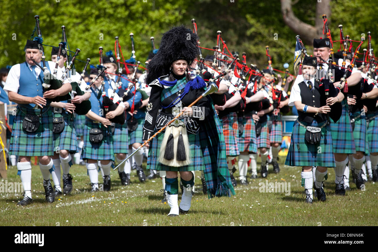 Pipe Band at the 2013 Cornhill Highland Games, Scotland Stock Photo - Alamy