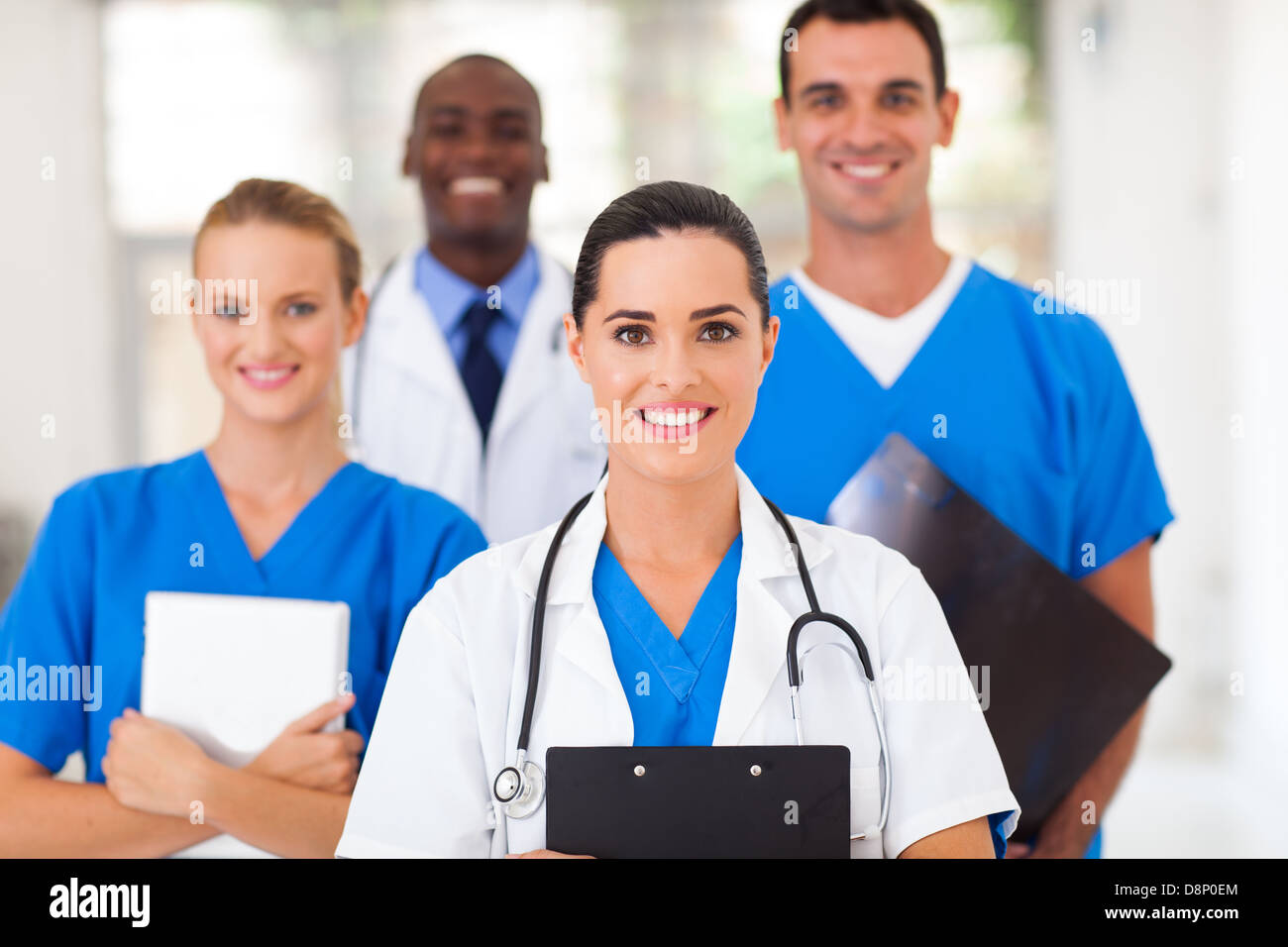 group of healthcare professionals in hospital Stock Photo