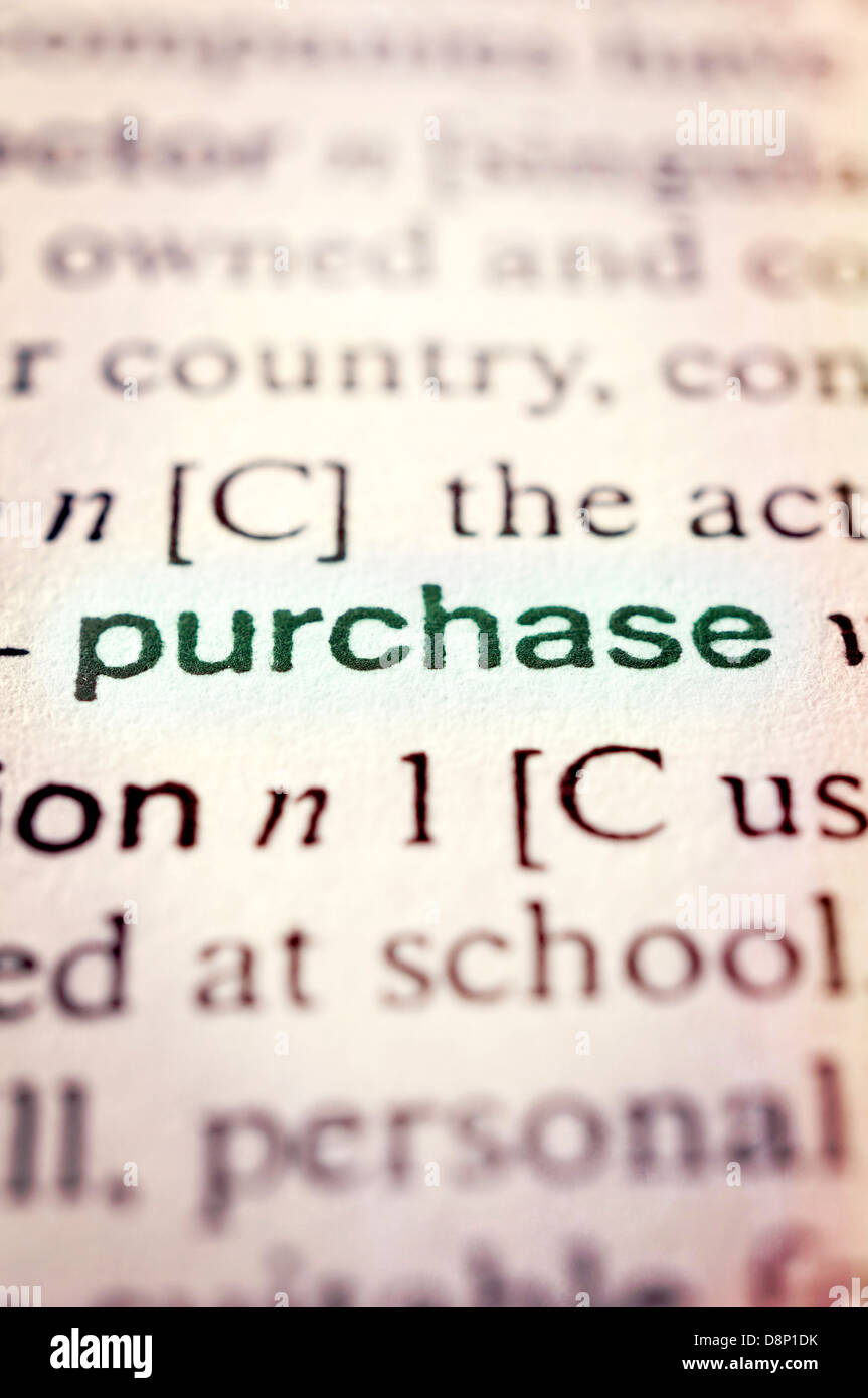 Purchase concept in word tag . Selective focus in the middle of word Stock Photo