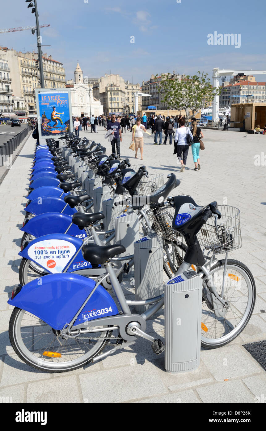 Bicycles for Hire or Hire Bikes on the Quai du Port of the Vieux Port or  Old Port Marseille France Stock Photo - Alamy