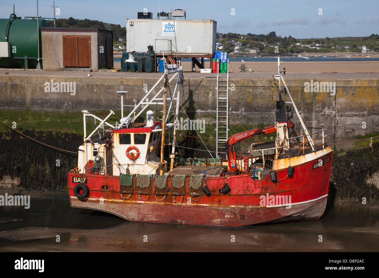 Fishing boat at Padstow Harbour at low tide Stock Photo Alamy