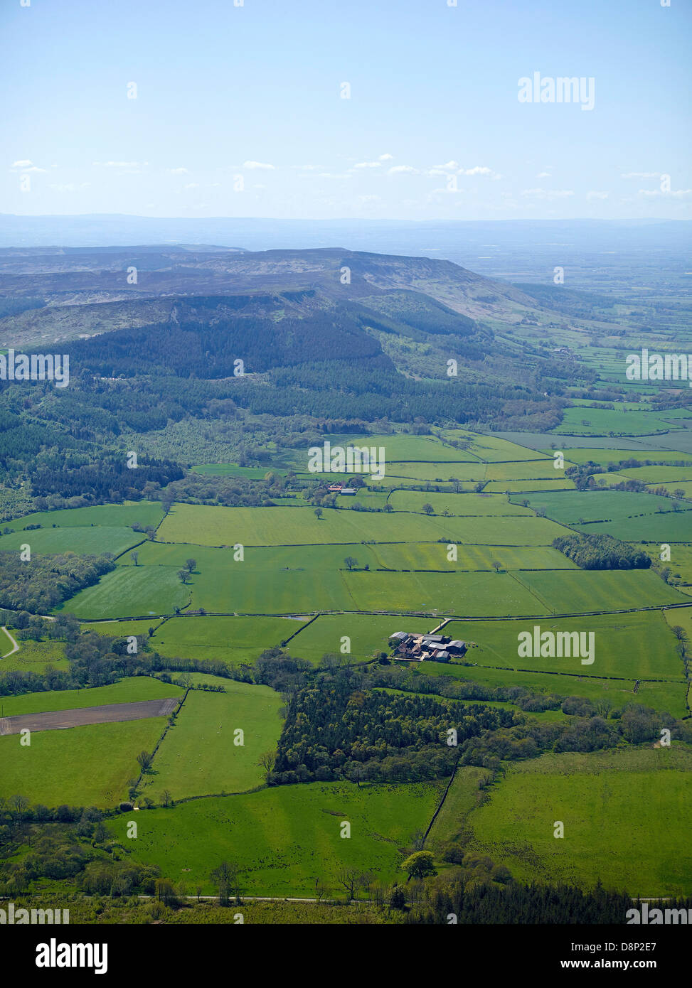 Looking East to West along the northern edge of the North Yorks Moors with Cleveland below Stock Photo