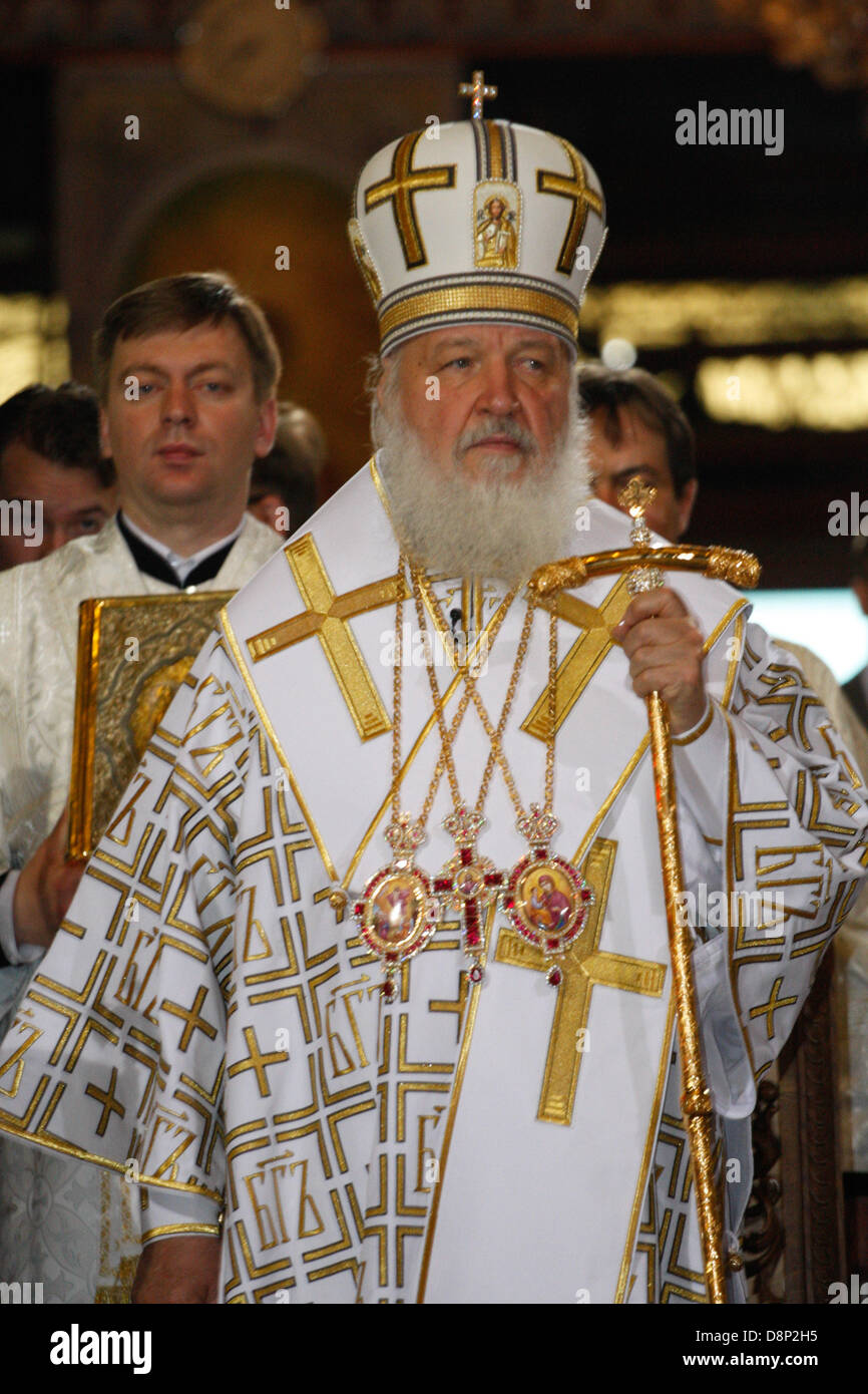 June 2, 2013 - Athens, Greece - Russian Orthodox Patriarch KIRILL I attends a Liturgy at the church of Saint Panteleimonas in Athens. Patriarch of Moscow and all Rus' Kirill I, is in Greece for a 7-day official visit. (Credit Image: © Aristidis Vafeiadakis/ZUMAPRESS.com) Stock Photo