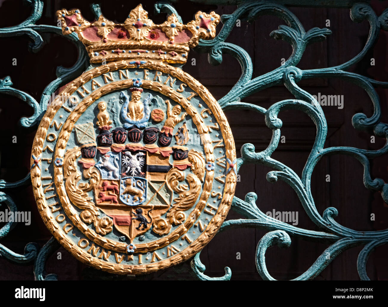 Coat of arms, Schloss Weilburg Castle, Weilburg an der Lahn, Hesse, Germany, Europe Stock Photo