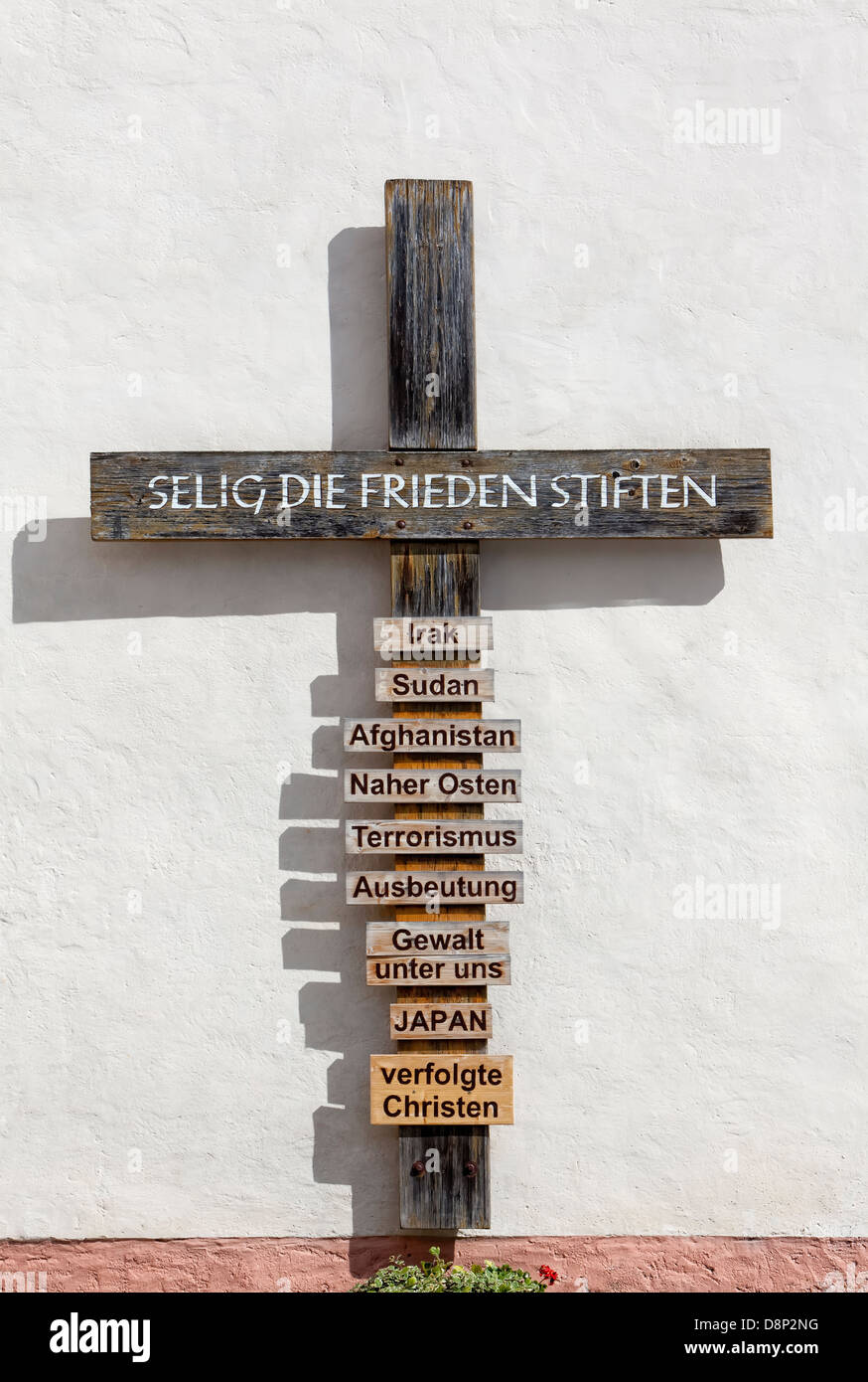 Christian wooden cross as a memorial, Weilburg Lahn, Hesse, Germany, Europe Stock Photo