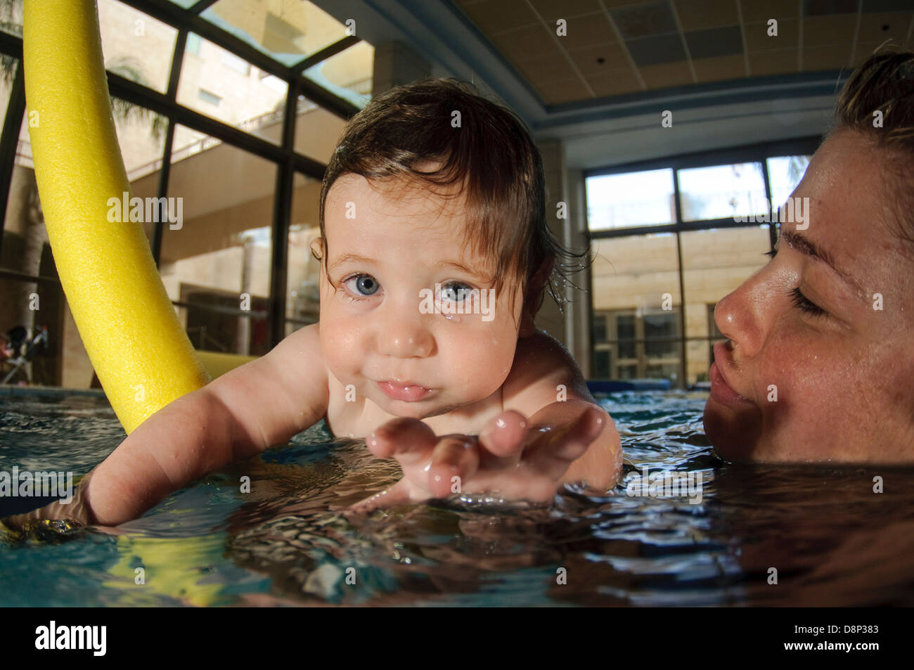 Mother with 1 year old son in a swimming pool Stock Photo Alamy