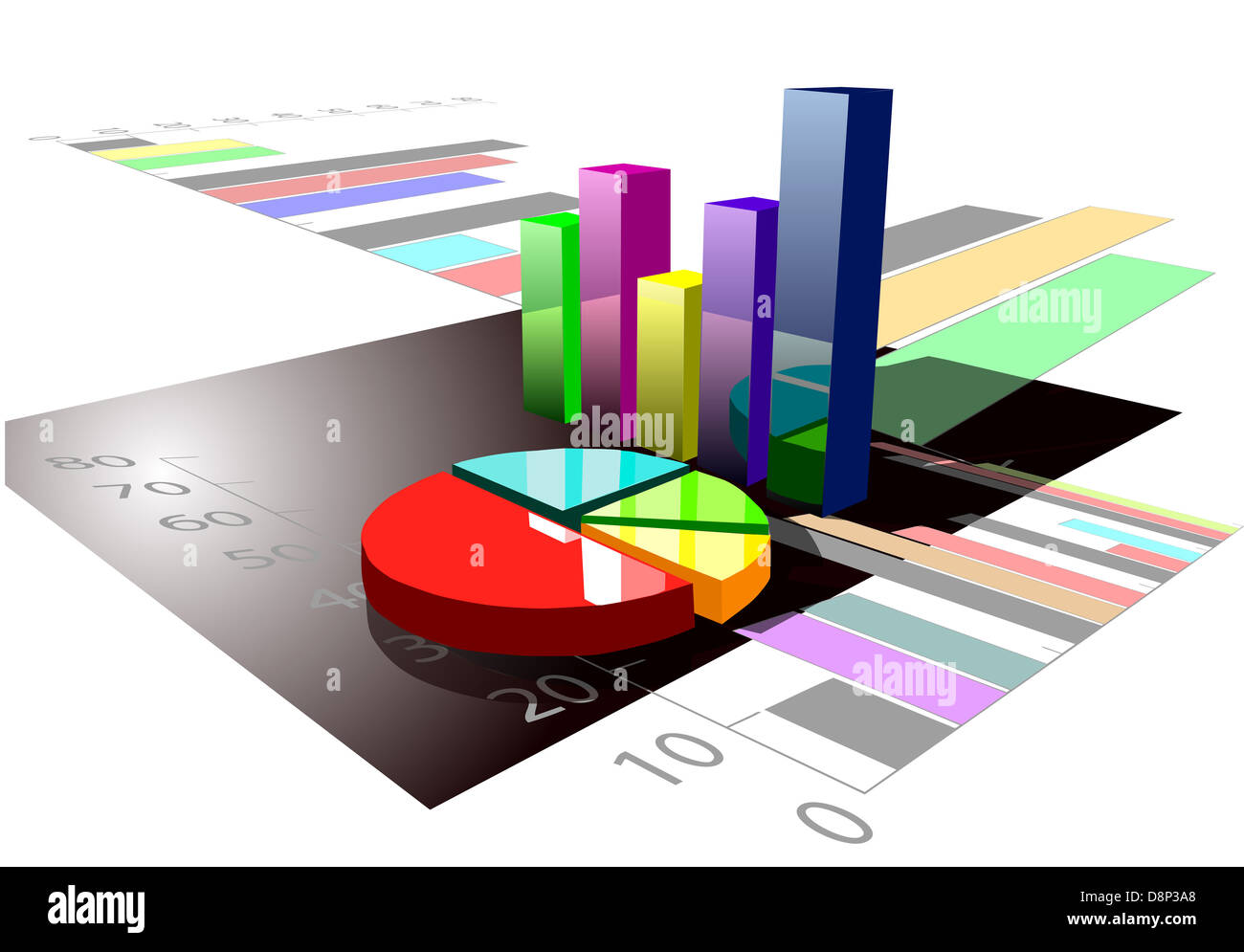 multicolored graph on white background Stock Photo - Alamy
