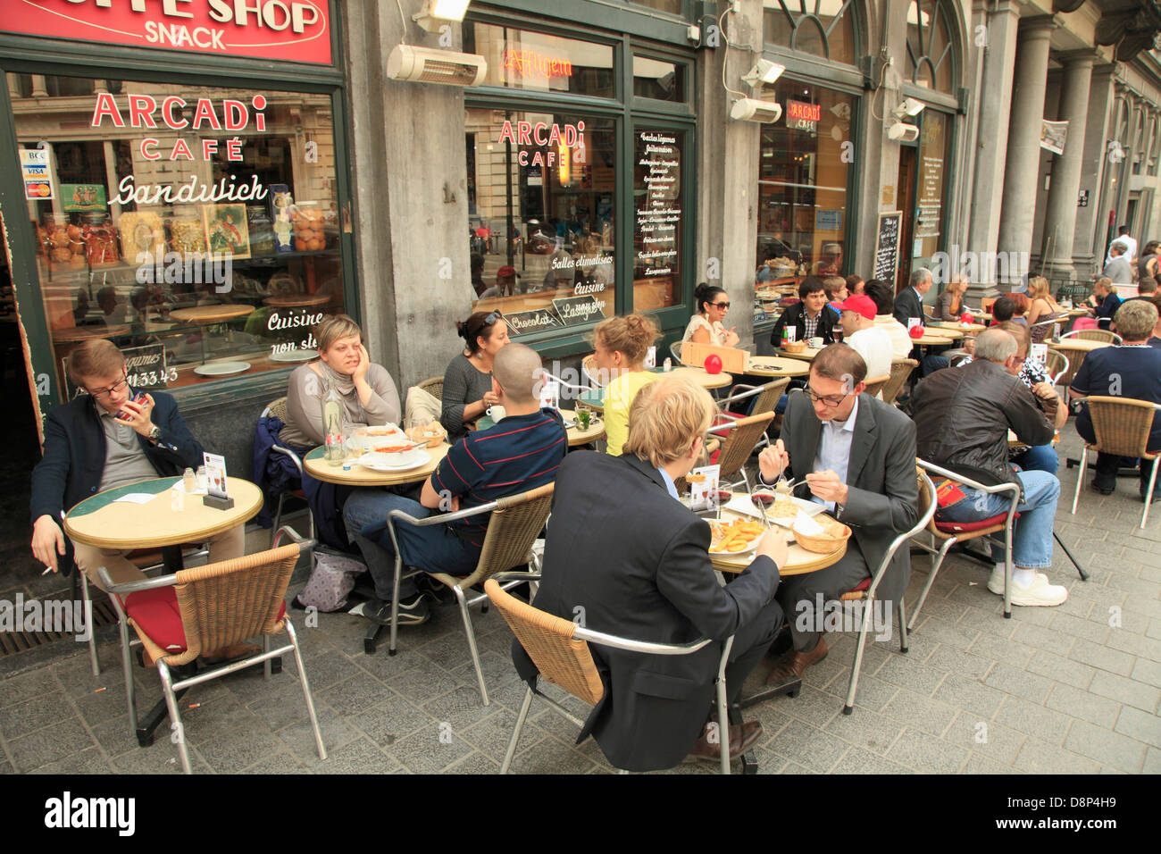 Belgium, Brussels, outdoor restaurant, people, Stock Photo