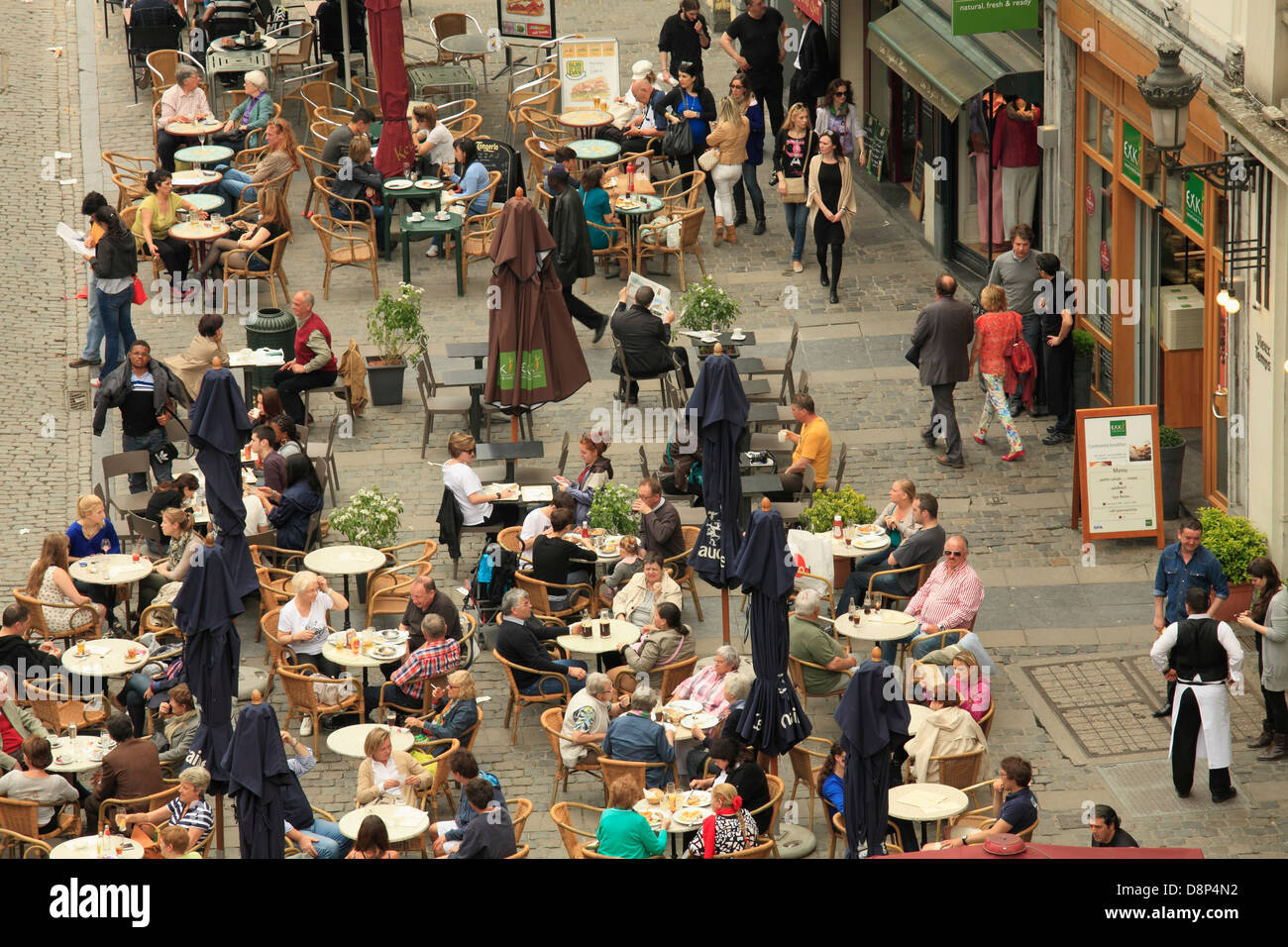 Belgium, Brussels, outdoor restaurant, people, Stock Photo