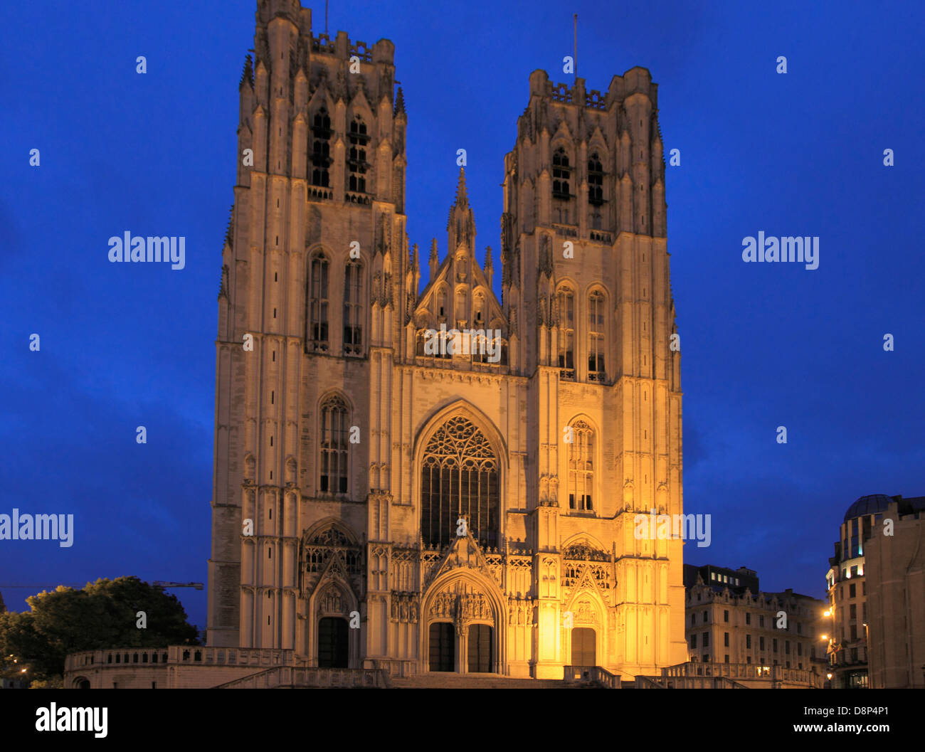 Belgium, Brussels, Cathedral; Sts-Michel-et-Gudule; Stock Photo
