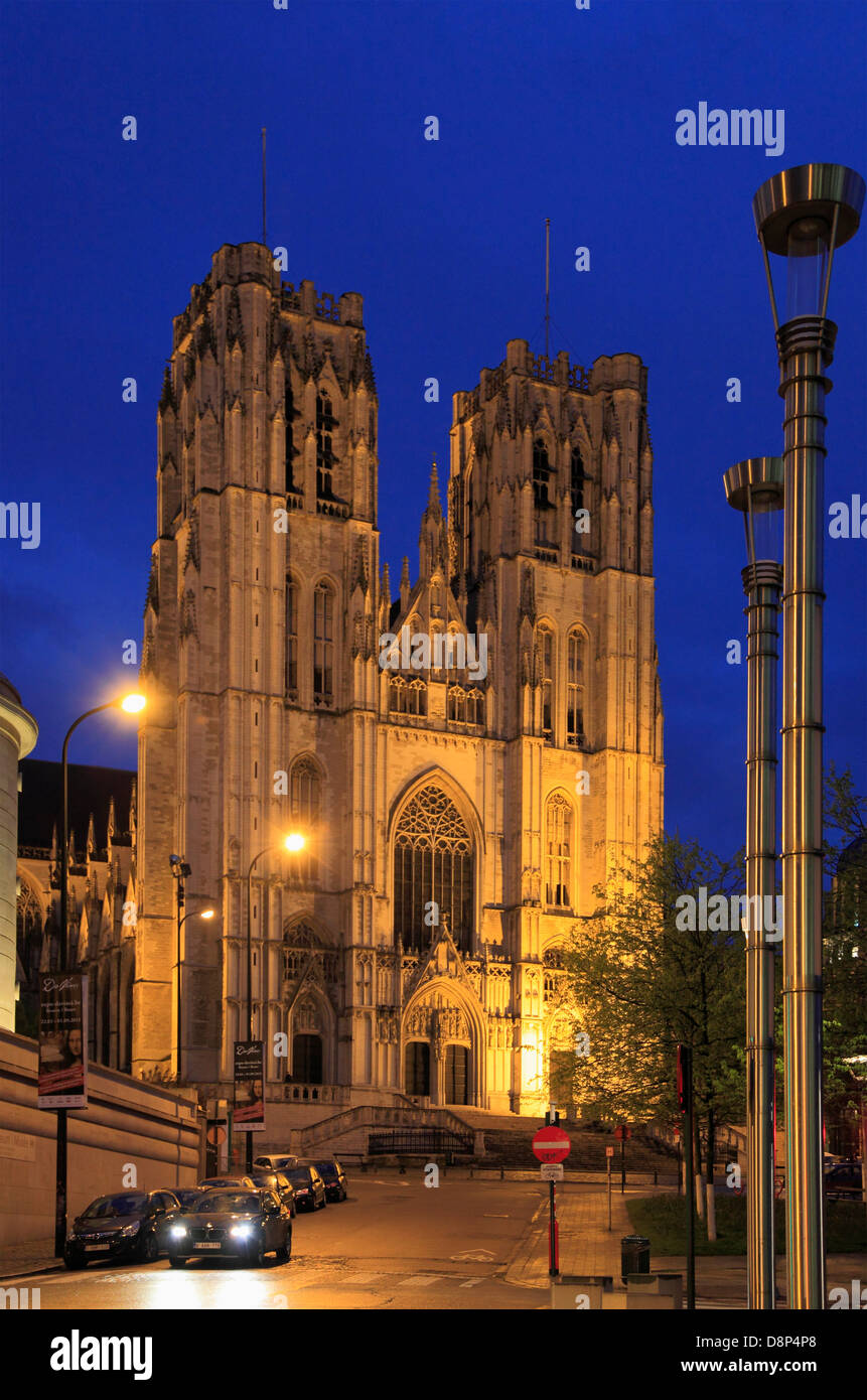 Belgium, Brussels, Cathedral; Sts-Michel-et-Gudule; Stock Photo