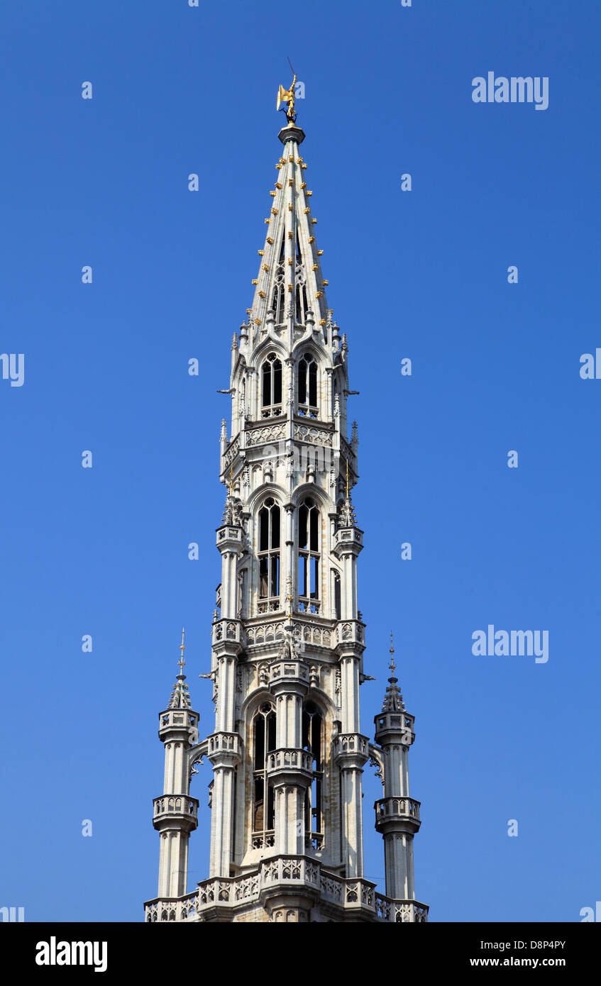 Belgium; Brussels; City Hall; tower; Stock Photo