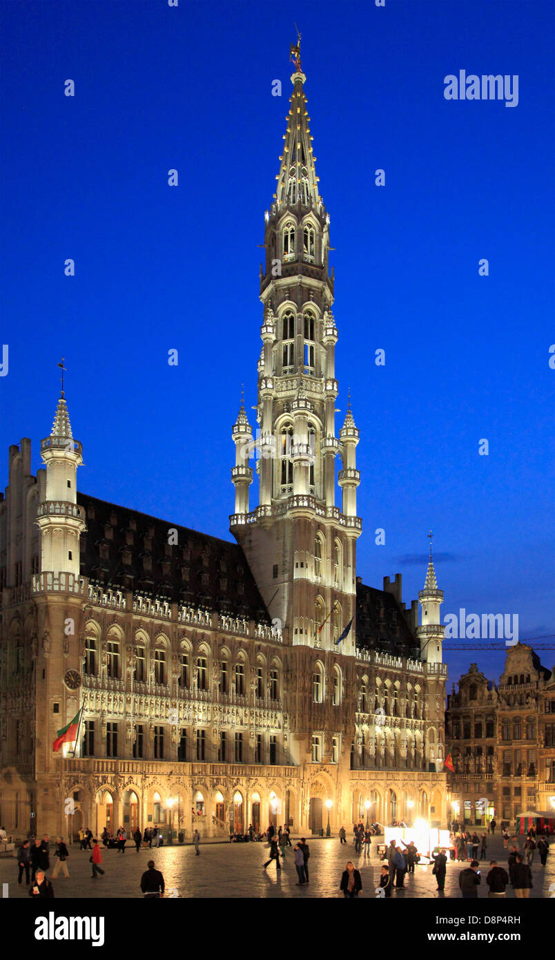 Belgium; Brussels; Grand Place, City Hall, Hotel de Ville, Stock Photo
