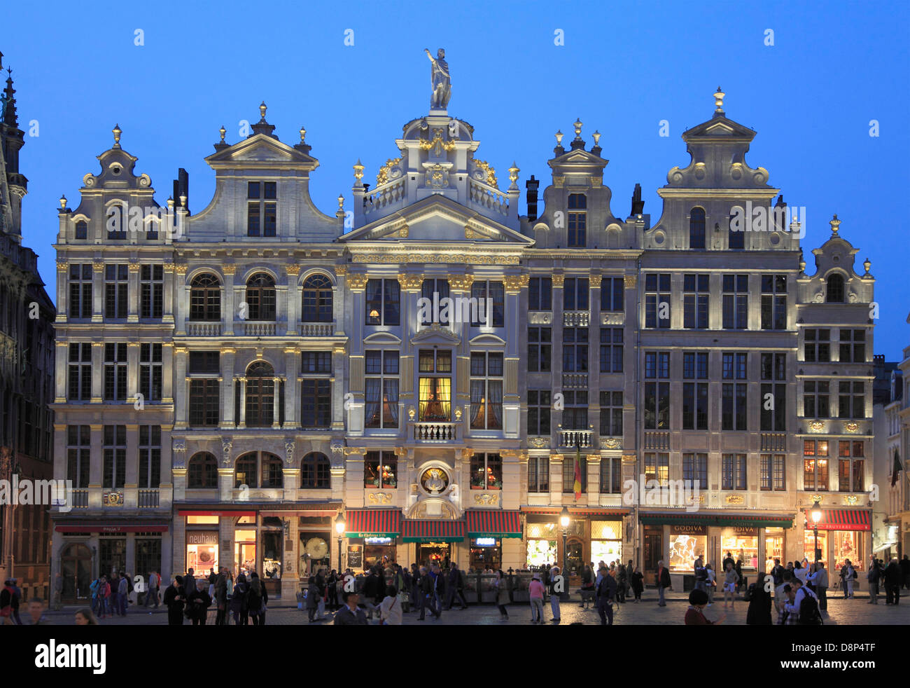 Belgium; Brussels; Grand Place, night, people, Stock Photo