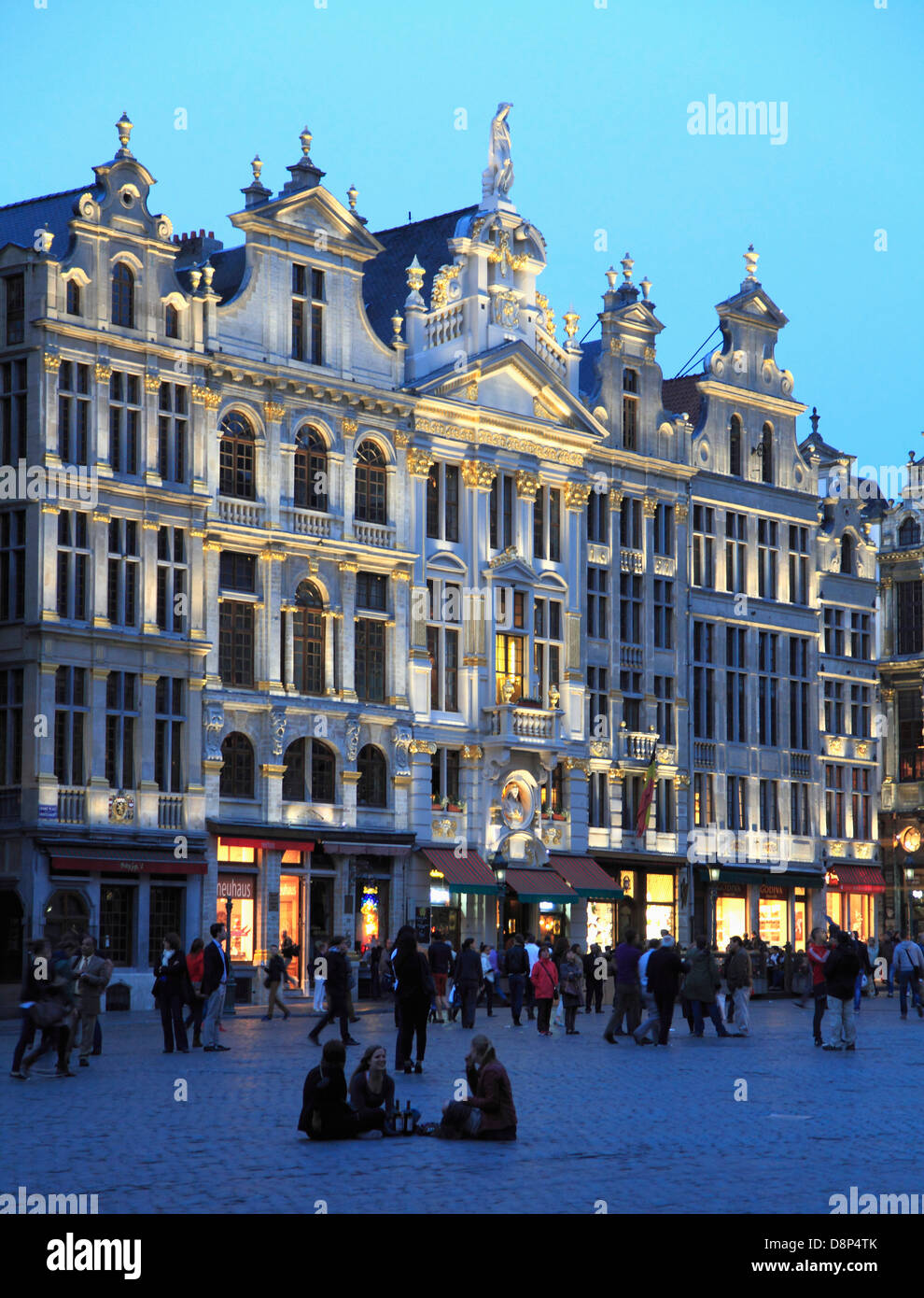 Belgium; Brussels; Grand Place, night, people, Stock Photo