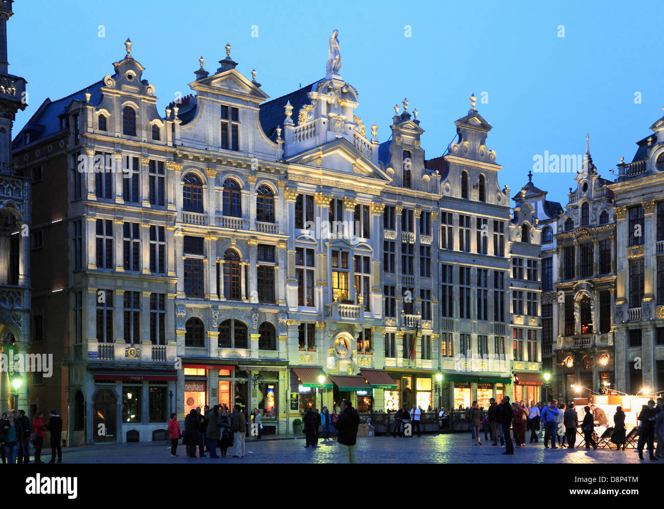 Belgium; Brussels; Grand Place, night, people, Stock Photo