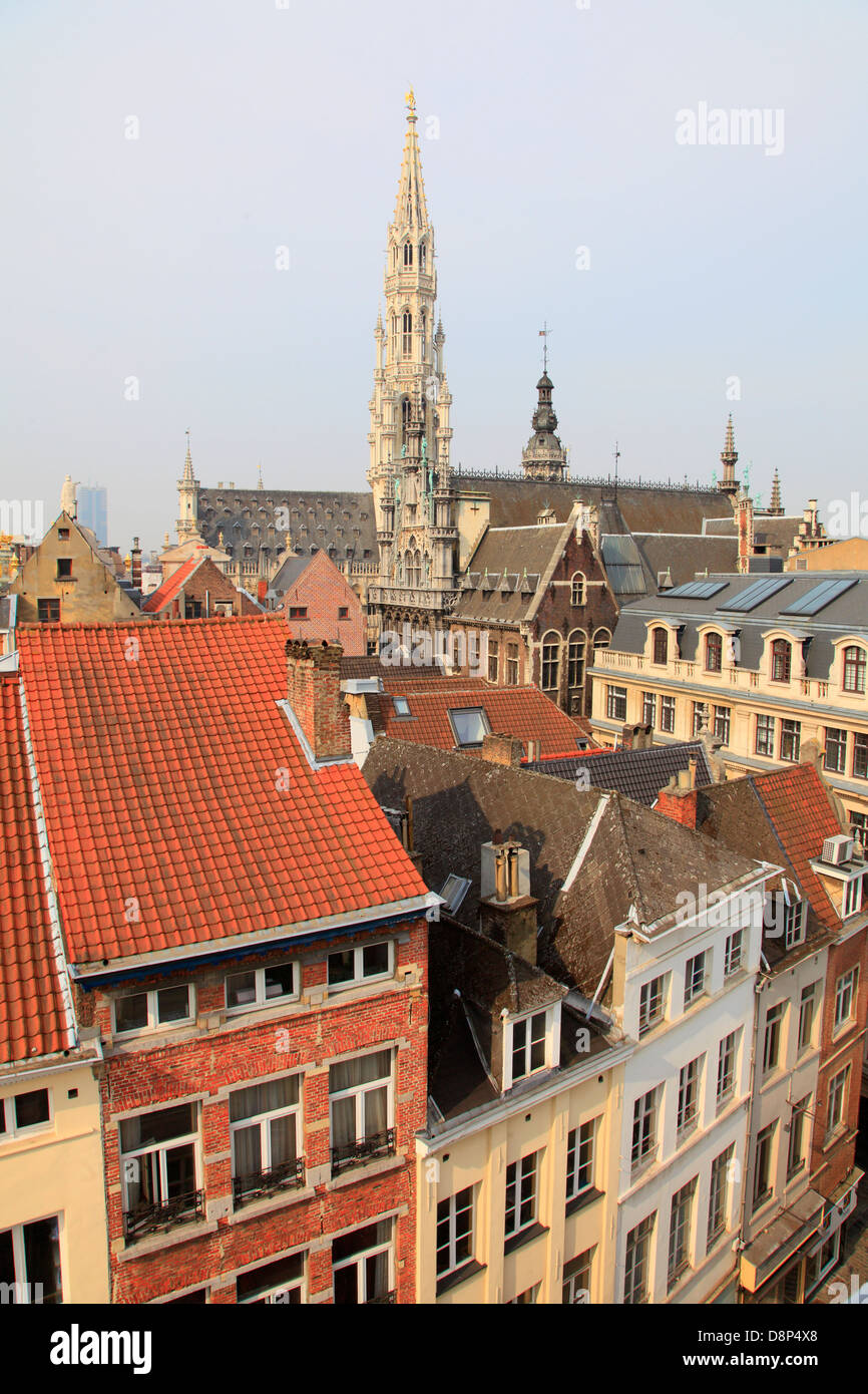Belgium; Brussels; City Hall, rooftops, Stock Photo