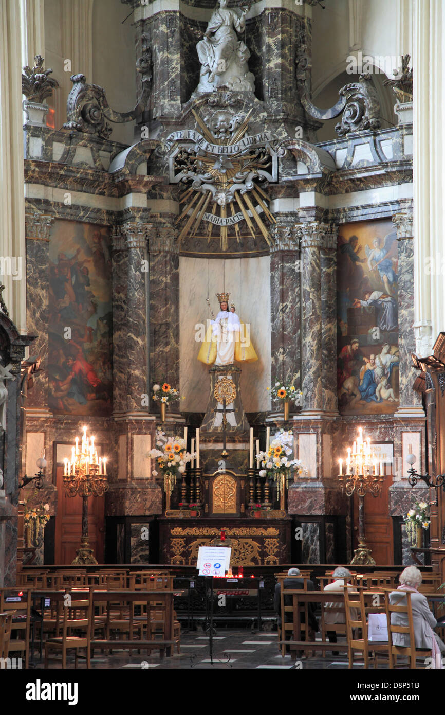 Belgium; Brussels; St-Nicolas church, interior, Stock Photo