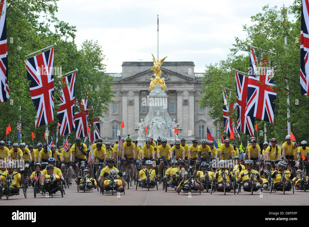 The Mall, London, UK. 2nd June 2013. The riders of the Help for Heroes ...