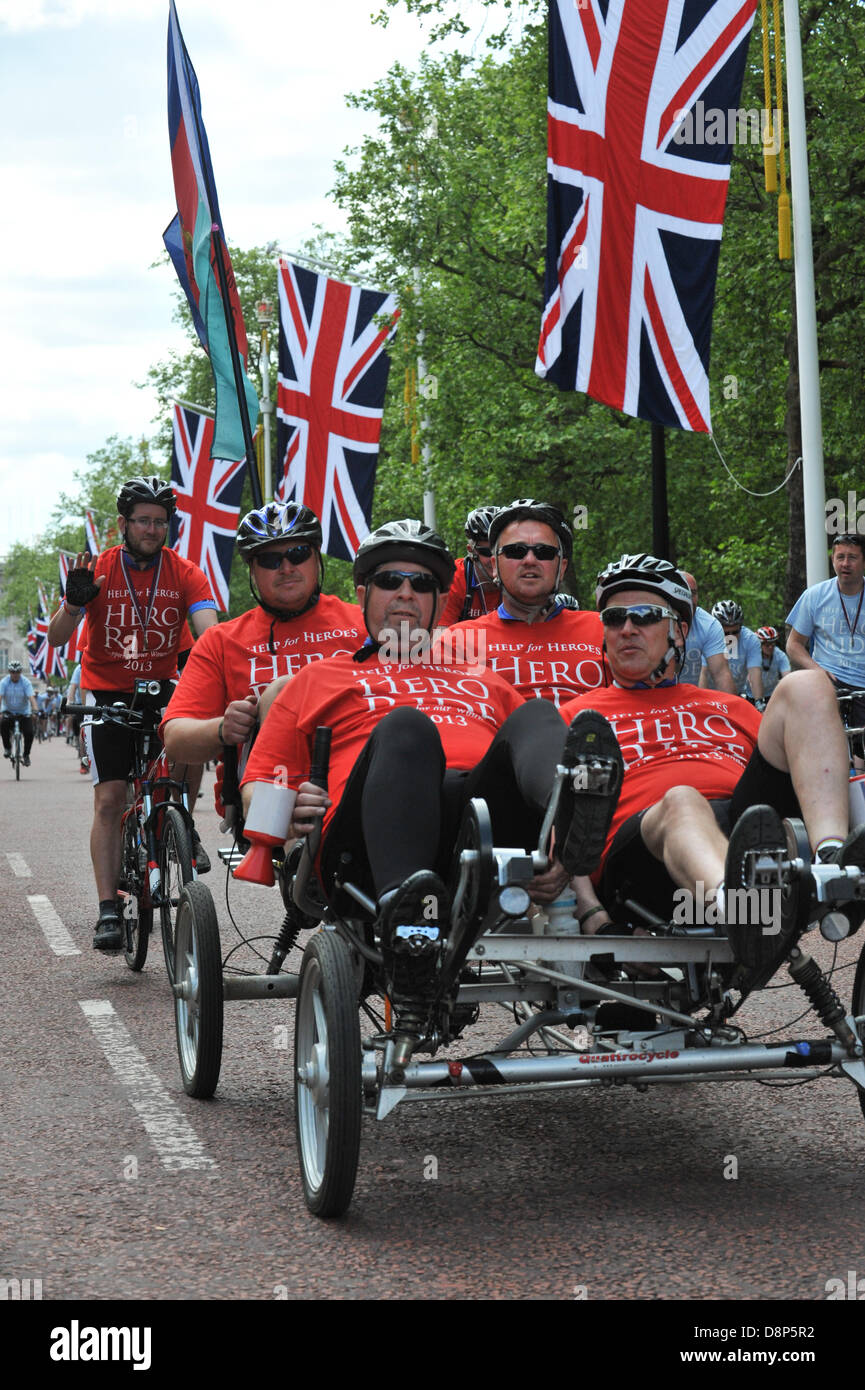 The Mall, London, UK. 2nd June 2013. The riders of the Help for Heroes ...