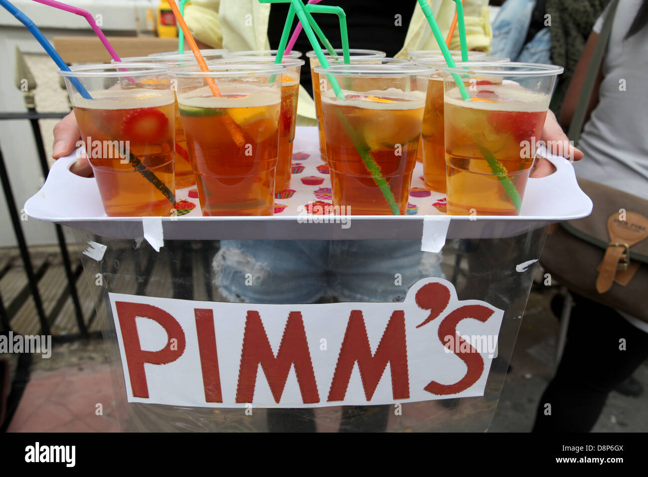 Glasses of Pimm's on a tray Stock Photo Alamy
