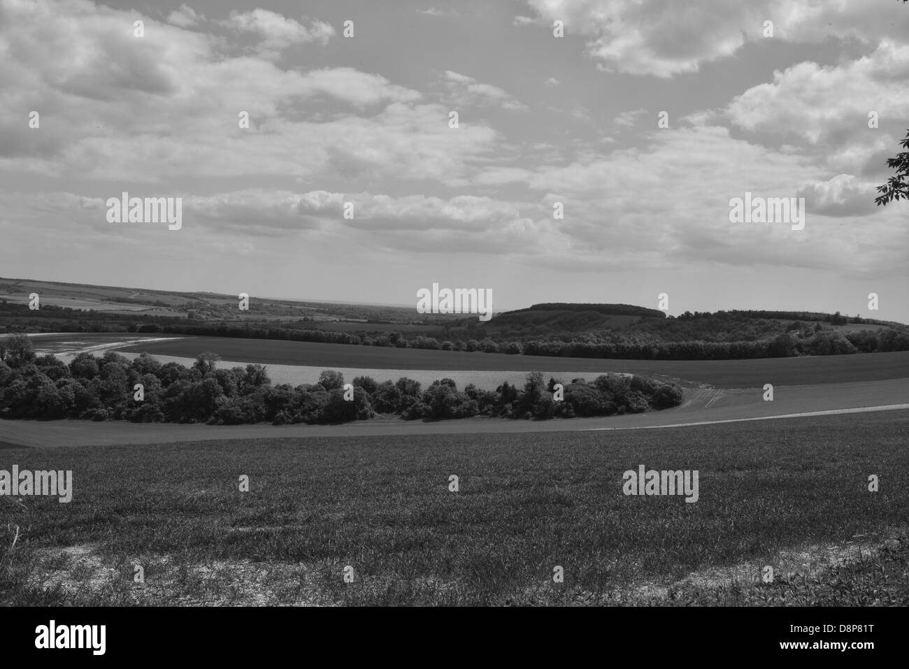 A view of the south downs from Bury hill in West Sussex, England. Stock Photo