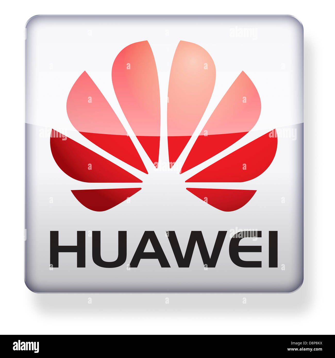 Huawei logo as an app icon. Clipping path included. Stock Photo