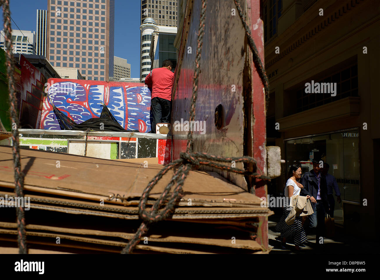 cardboard recycle truck san francisco Stock Photo Alamy