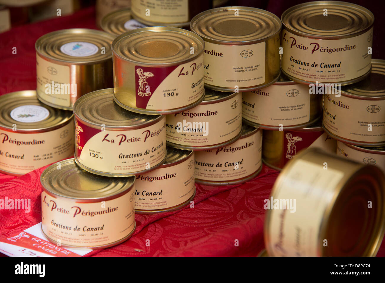 Foie Gras on sale at market place on the Left Bank of La Seine in Paris