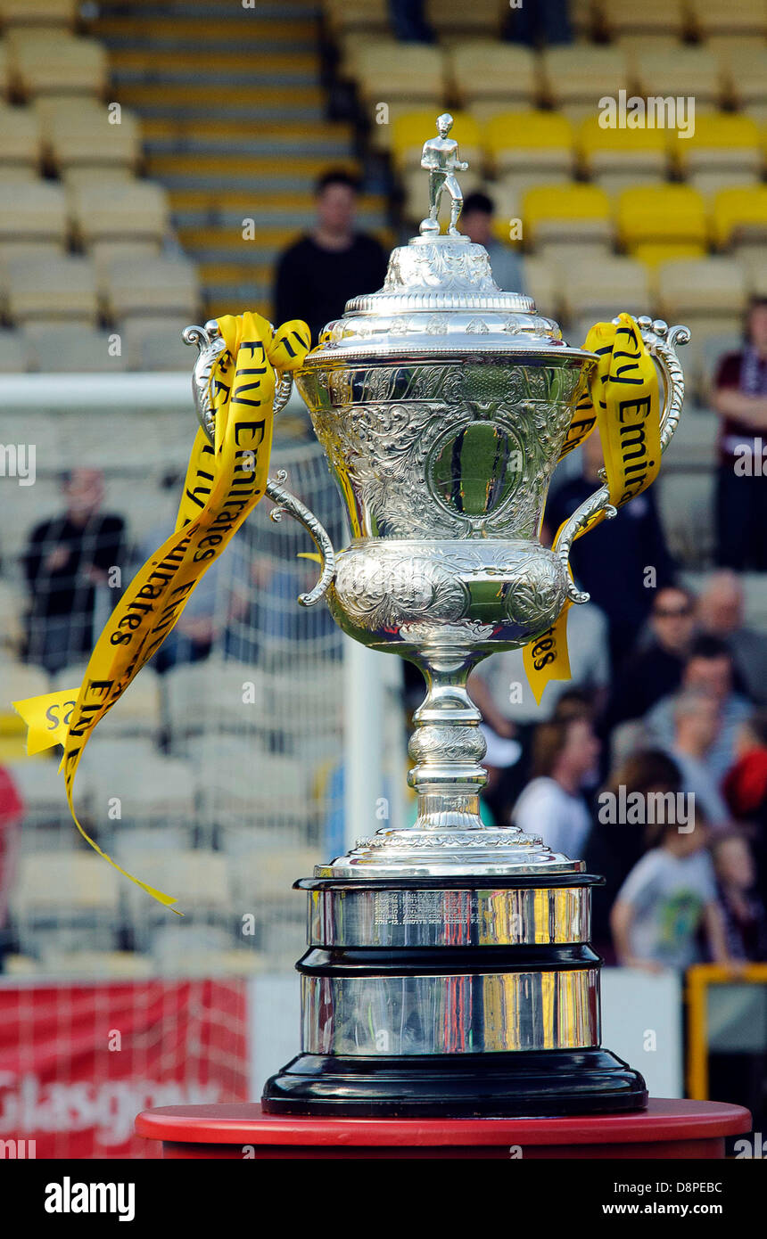 Livingston, Scotland, UK. Saturday 20th April 2013.The Emirates Scottish Junior Cup on show during the Auchinleck Talbot v Linlithgow Rose Scottish Junior Cup Final, Braidwood Motor Company Stadium. Credit: Colin Lunn / Alamy Live News Stock Photo