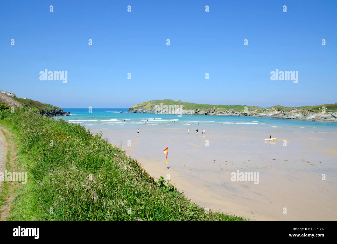 Porth beach near Newquay in Cornwall, Uk Stock Photo
