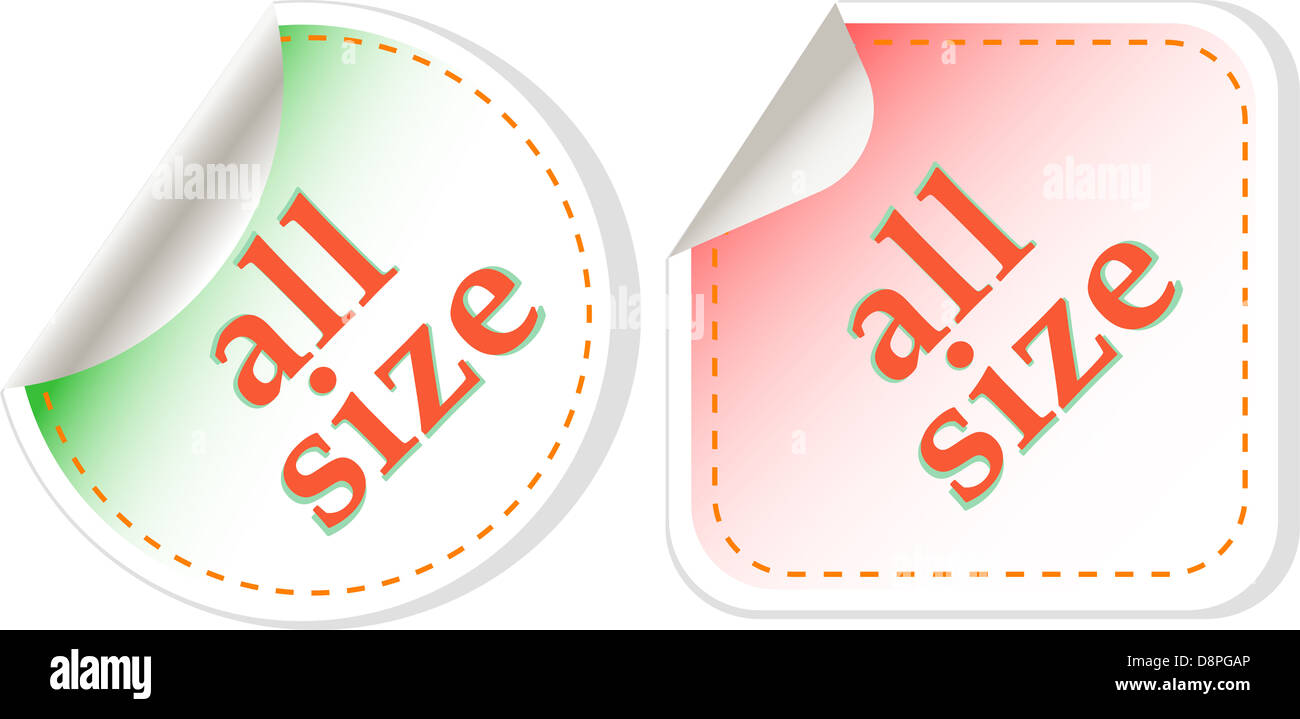all size clothing stickers label set Stock Photo - Alamy