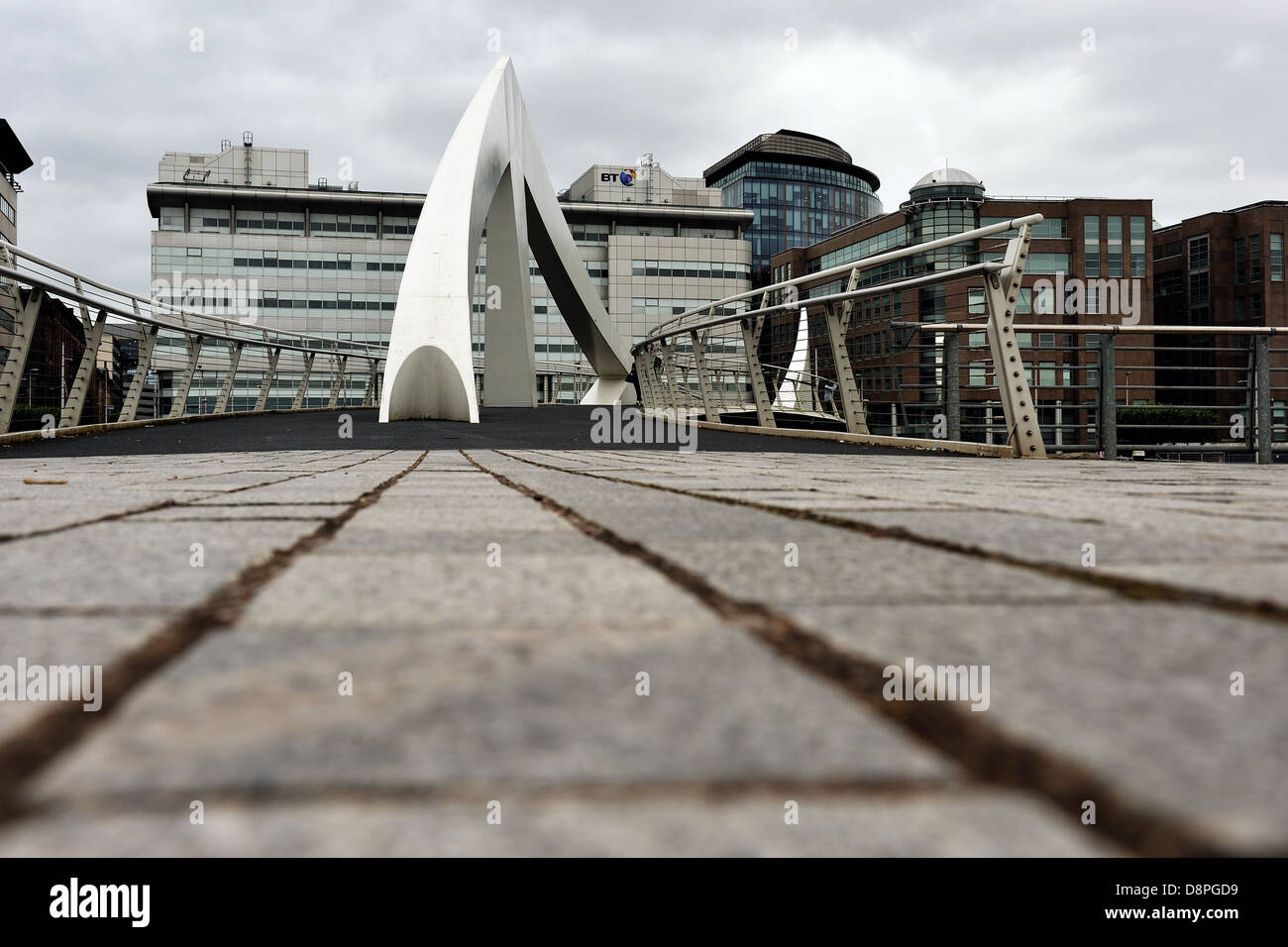 Squiggly Bridge (Broomielaw-Tradeston Bridge), Glasgow, Scotland. Stock Photo