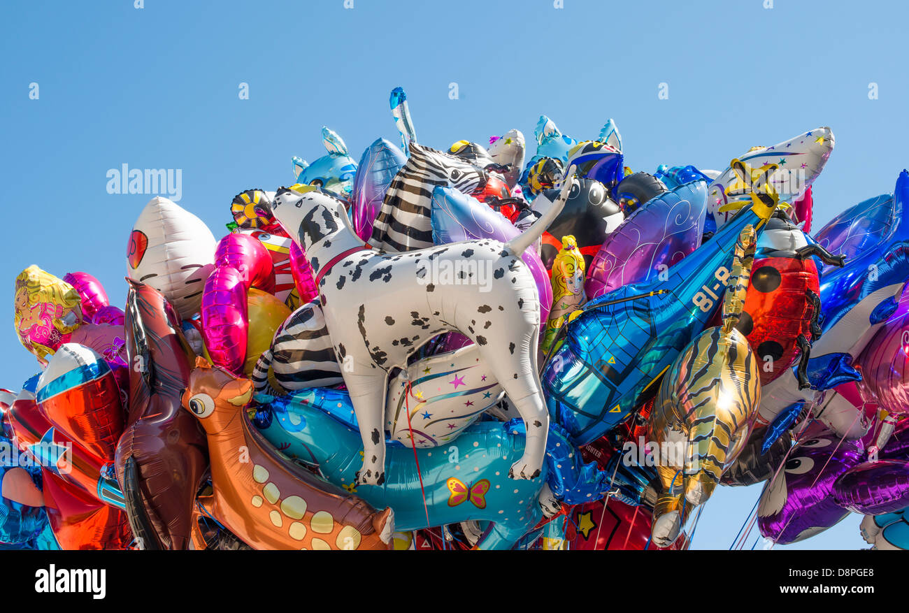 Balloons filled with helium. Balloons of different shapes Stock Photo