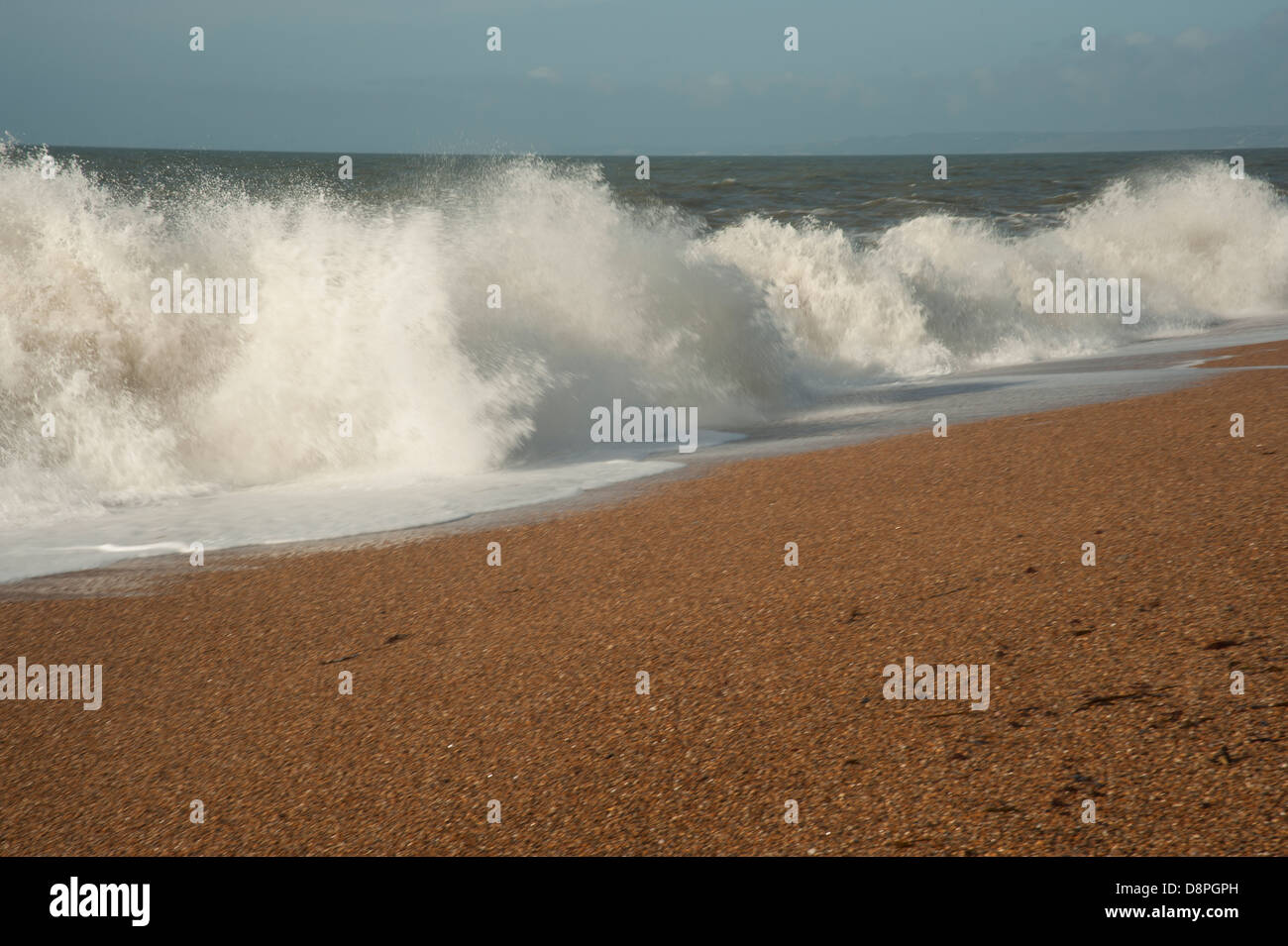 Surfs-up on Chesil Beach Stock Photo