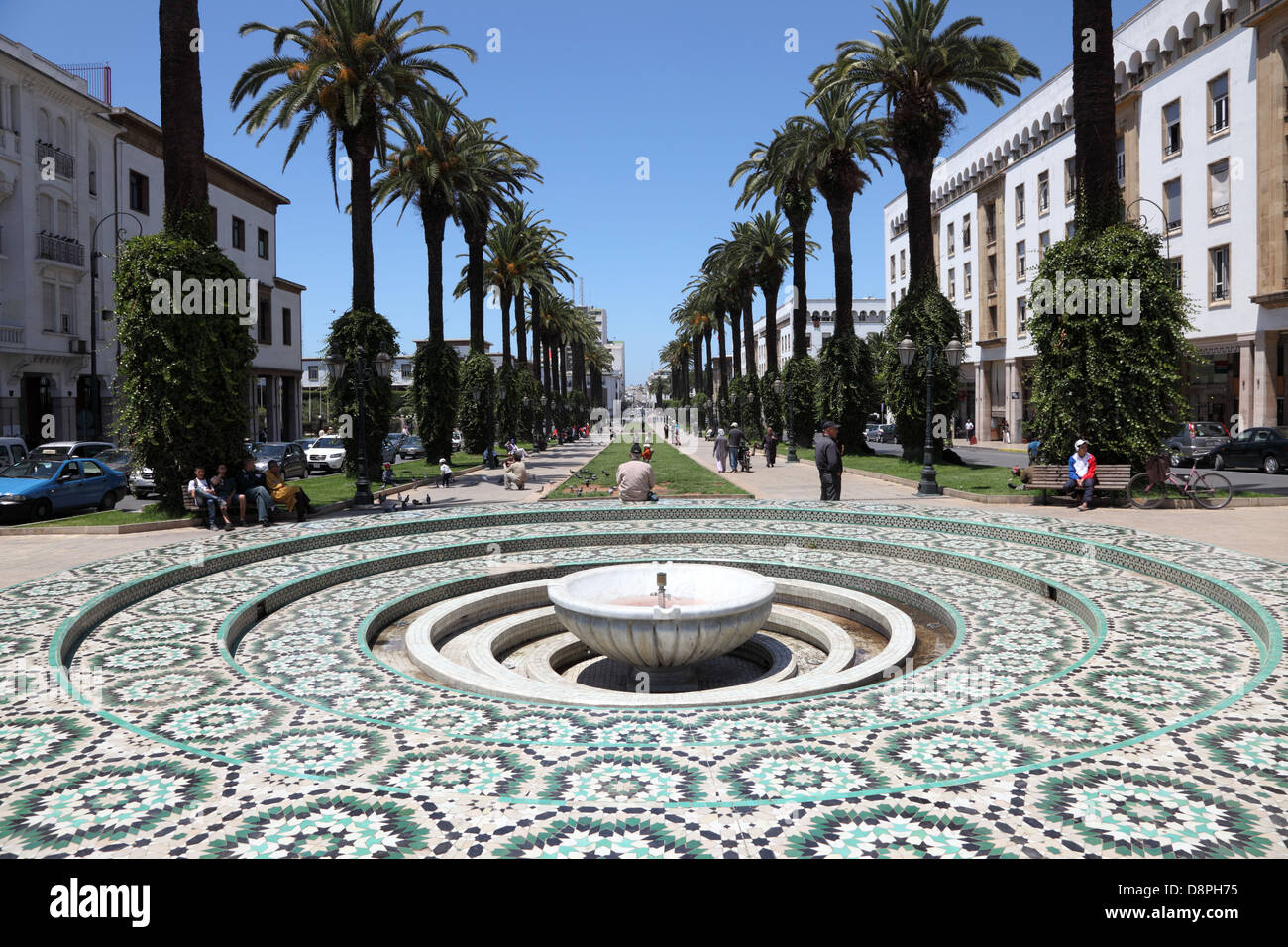 Fountain in the Avenue Mohammed V in Rabat, Morocco Stock Photo